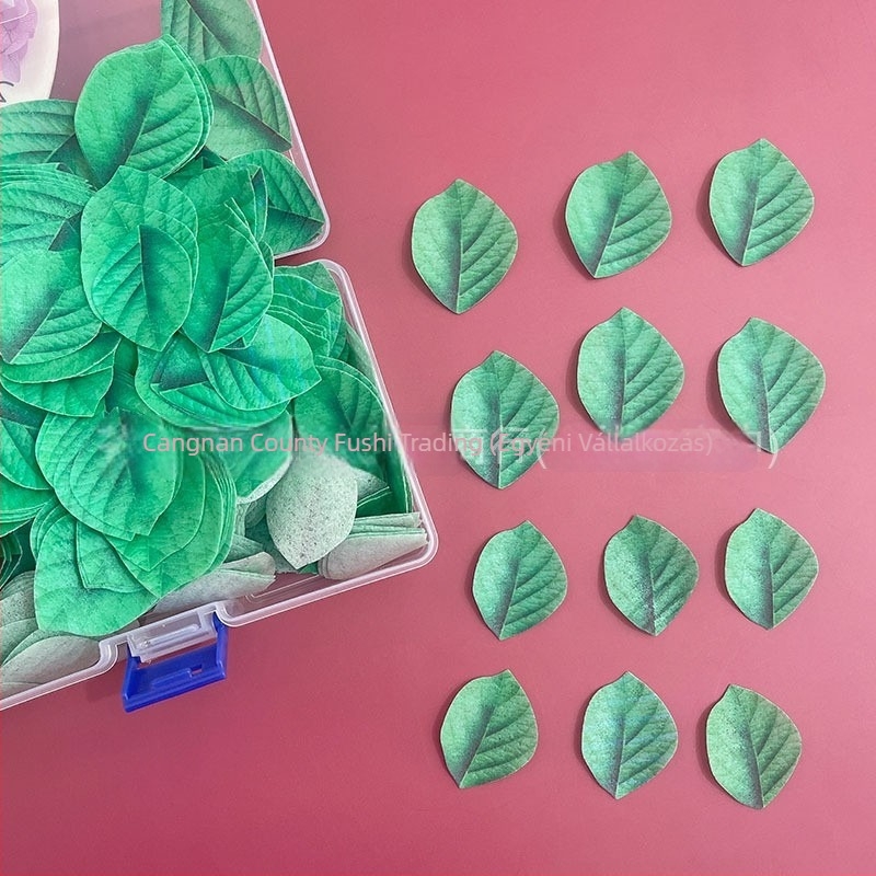 Zöld levelű waferpapír tortadíszítéshez és desszertekhez