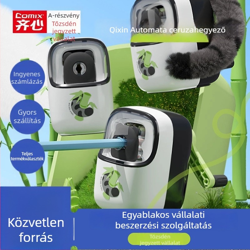 Panda témájú automata ceruzahegyező gyermekeknek – általános iskola