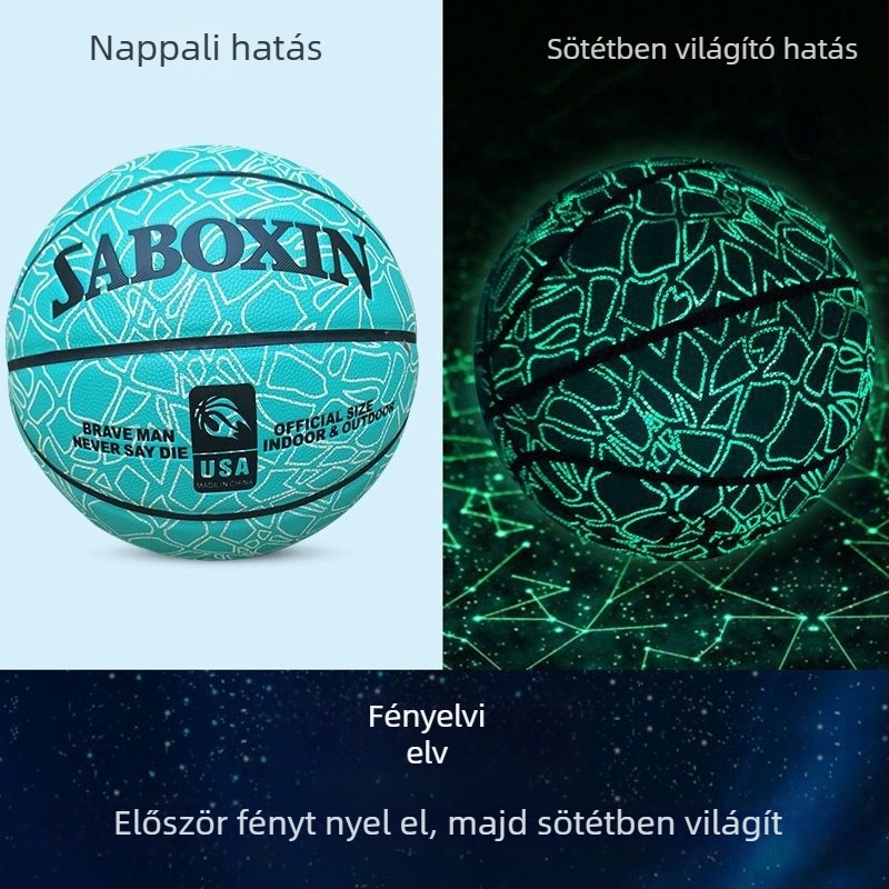 Éjszakai világító fluoreszcens kosárlabda, méret 7, fényvisszaverő a fiatalok és középiskolások számára