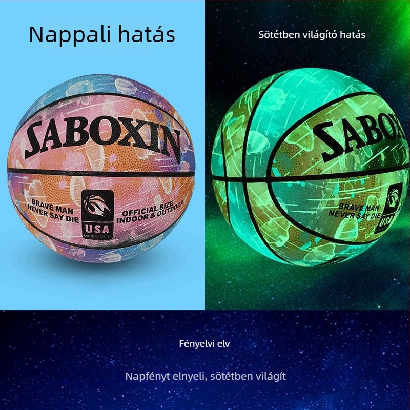 Éjszakai világító fluoreszcens kosárlabda, méret 7, fényvisszaverő a fiatalok és középiskolások számára