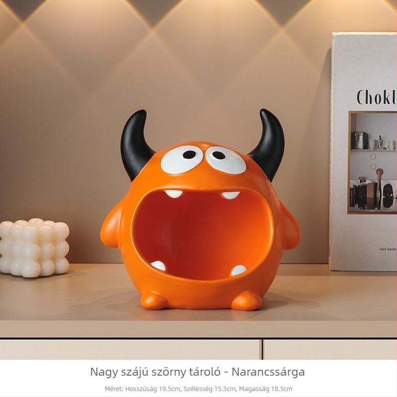 Nagy szájú szörny kulcs-tartó – rezinából készült, bejárathoz illő dekoratív darab a nappaliba, lakásavató ajándék