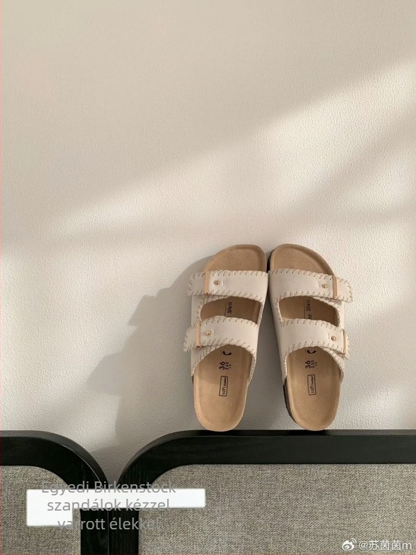 Női tehénbőr felsőrészes vastag talpú szandál, Birkenstock-stílus, nyári strandcipő, 2025-ös modell
