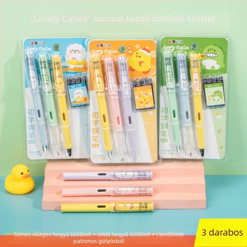 Zhengxiang töltőtoll készlet harmadik osztályos diákok számára, elegáns megjelenés, cserélhető tintakazettákkal