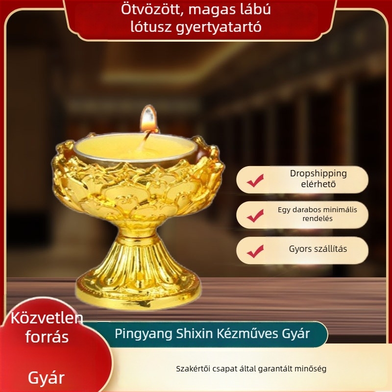 Tantrikus buddhista vajlámpa tartó magas lábú lótusz állvánnyal az oltárhoz