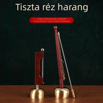 Réz buddhista rituális hangszer egyenes fogantyúval, sutra recitáláshoz, dekoratív dísz