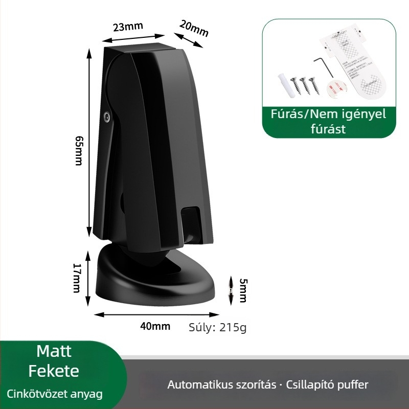 Fúrás nélküli ajtó stopper szoba- és fürdőszoba ajtókhoz, állítható, padlóra szerelhető, ütődésgátló