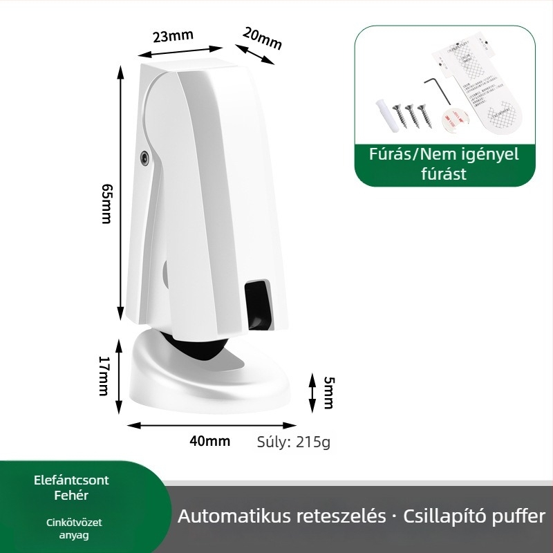 Fúrás nélküli ajtó stopper szoba- és fürdőszoba ajtókhoz, állítható, padlóra szerelhető, ütődésgátló