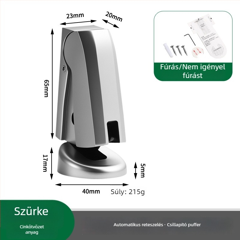 Fúrás nélküli ajtó stopper szoba- és fürdőszoba ajtókhoz, állítható, padlóra szerelhető, ütődésgátló
