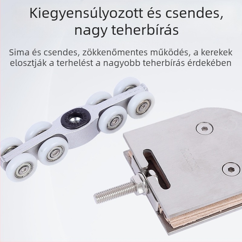 Üveges tolóajtó függő kereke – vasból és rozsdamentes acélból