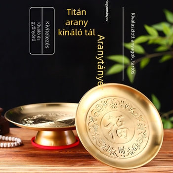 Új vastag titánium arany gyümölcstál Buddha oltárhoz, otthoni használatra