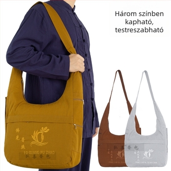 Hongshan Jiuhua Mountain vászon füstölő táska, félhold alakú, buddhista crossbody táska