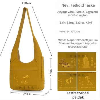 Hongshan Jiuhua Mountain vászon füstölő táska, félhold alakú, buddhista crossbody táska