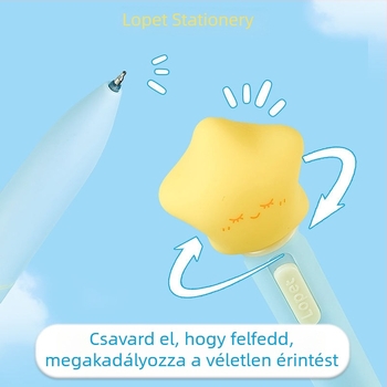 Lepai csavarható gél toll, Star Light dizájn, Ins-stílus, gyorsan száradó fekete tinta, tanuláshoz
