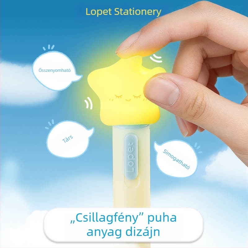 Lepai csavarható gél toll, Star Light dizájn, Ins-stílus, gyorsan száradó fekete tinta, tanuláshoz