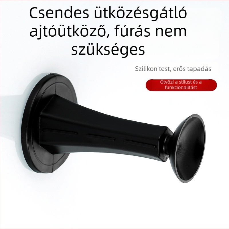 Fúrás nélküli szilikon ajtóstop, fürdőszobai és faajtókhoz, gumírozott, hangtalan