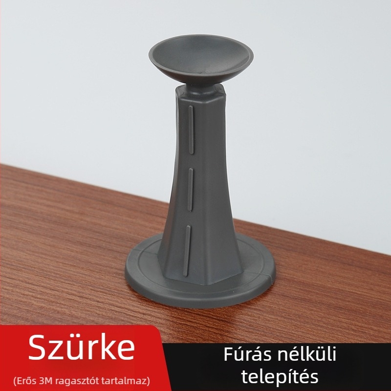 Fúrás nélküli szilikon ajtóstop, fürdőszobai és faajtókhoz, gumírozott, hangtalan