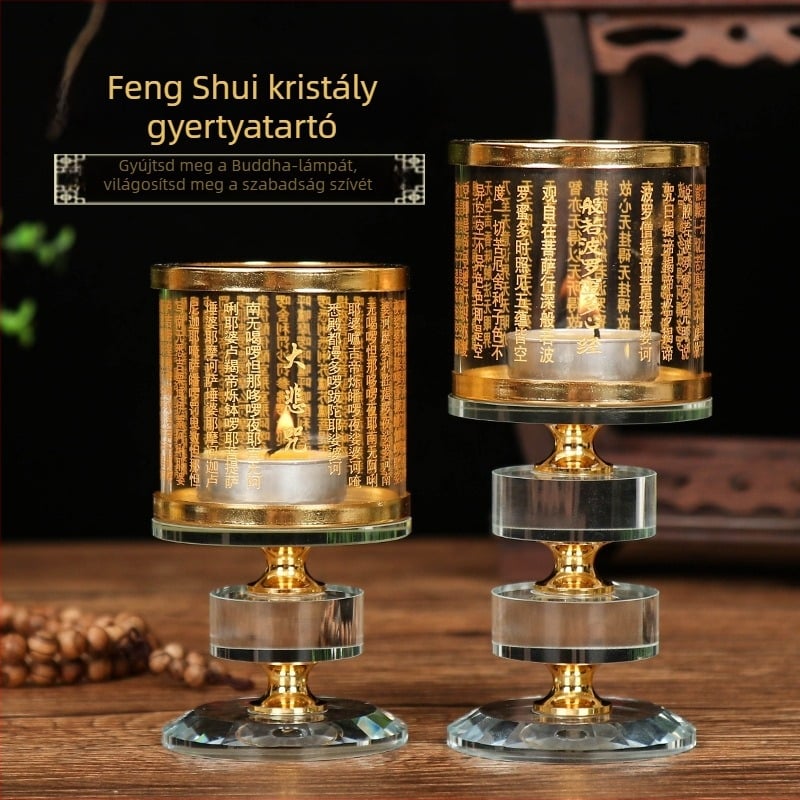 Kristályos lotus vajlámpatartó fedővel Buddha előtt felajánláshoz