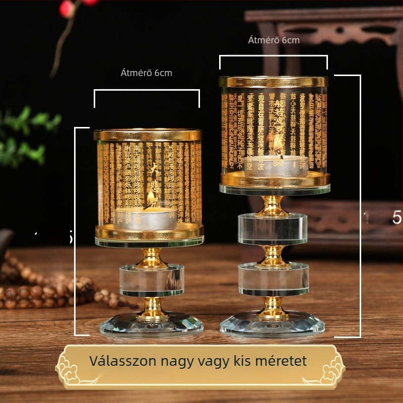 Kristályos lotus vajlámpatartó fedővel Buddha előtt felajánláshoz