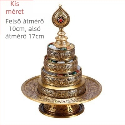 Tiszta réz mandala tál, kézzel faragott buddhista oltár dekoráció, hét kincses mandala