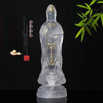 Arany színű Guanyin Bodhisattva szobor gyantából, otthoni nappali dekorációhoz