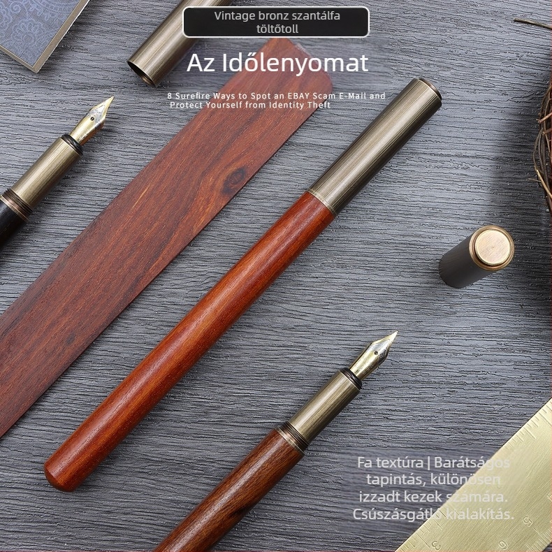 Fa burkolatú bronz toll, retro stílusú kaligráfiához és íráshoz, modell M2