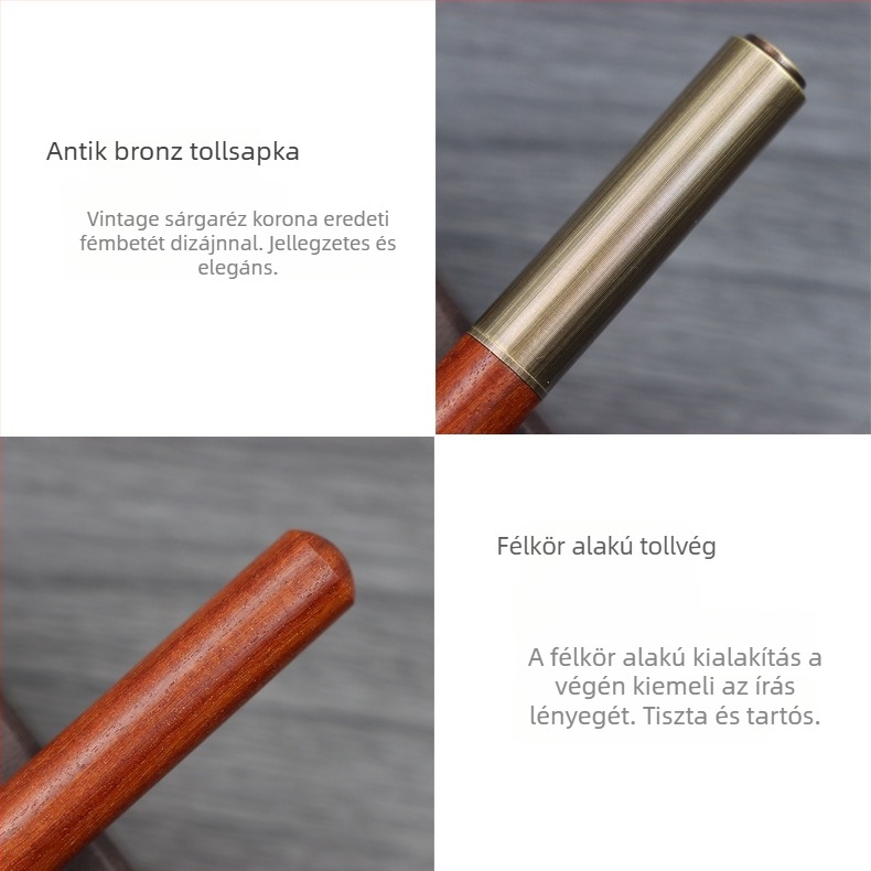 Fa burkolatú bronz toll, retro stílusú kaligráfiához és íráshoz, modell M2