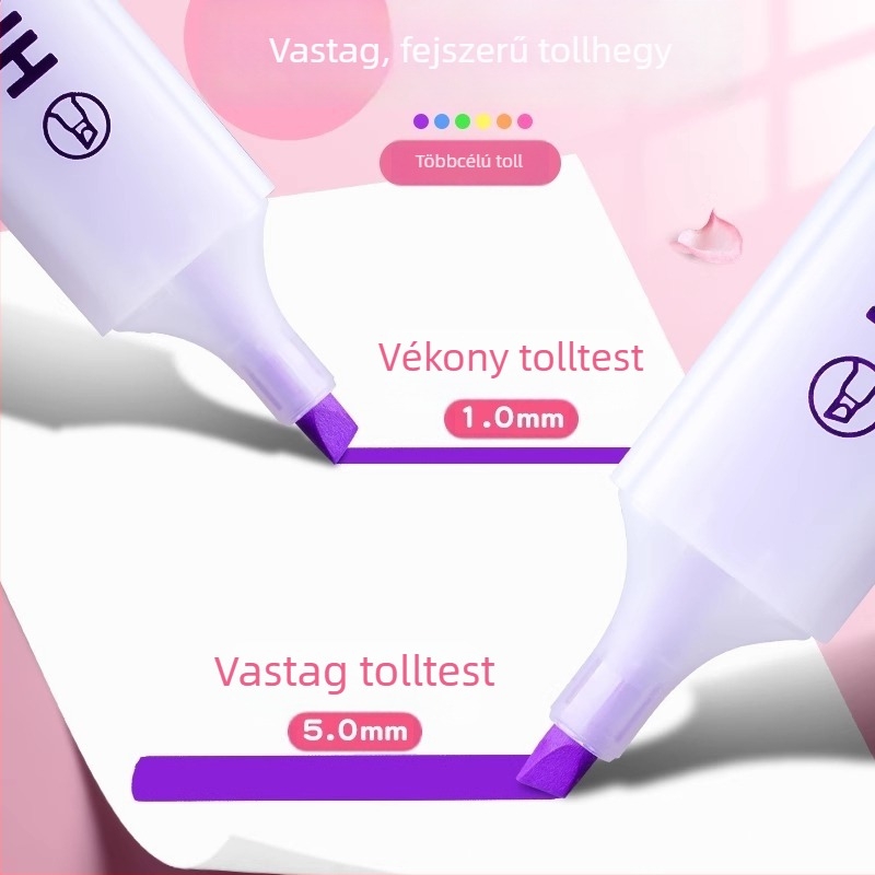 Deli fluoreszcens kiemelő toll diákoknak – színes kiemelő marker akvarell hatással
