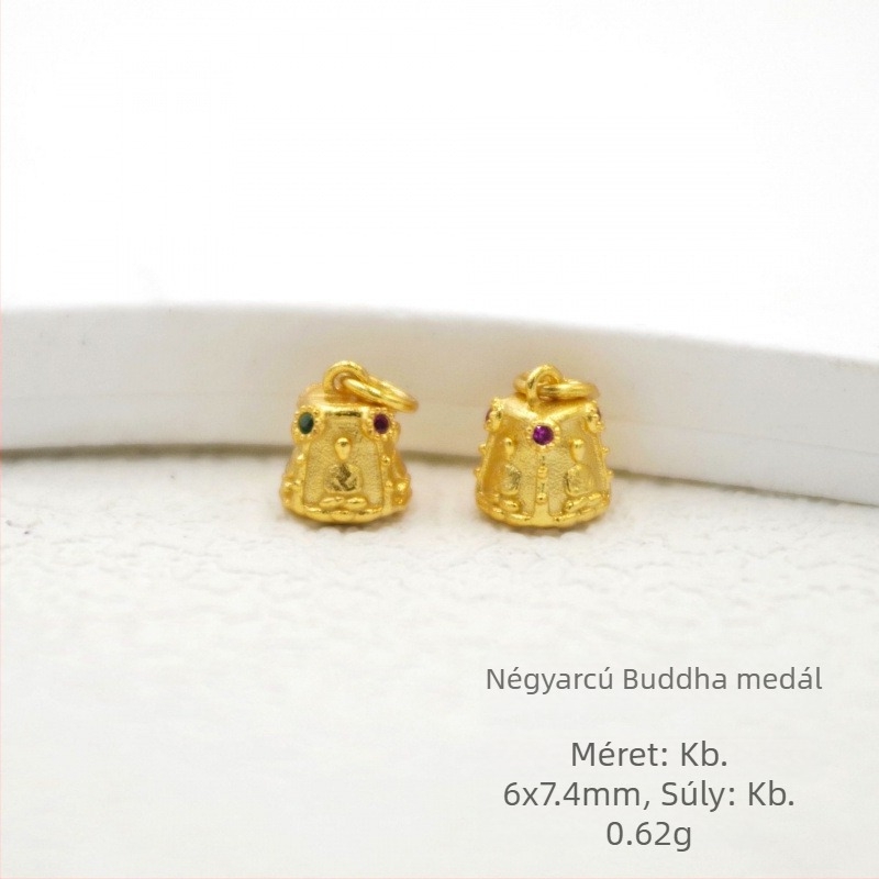 DIY medál S925 ezüst és aranyozott bevonattal — háromdimenziós Buddha-szobor Zöld Tarával és Formátlan Buddha motívummal