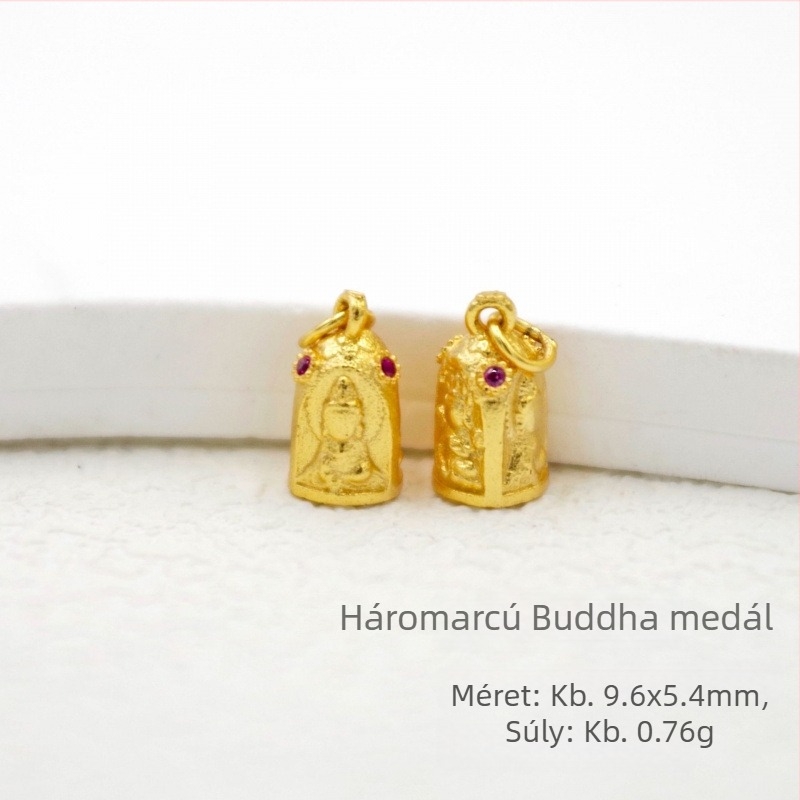 DIY medál S925 ezüst és aranyozott bevonattal — háromdimenziós Buddha-szobor Zöld Tarával és Formátlan Buddha motívummal