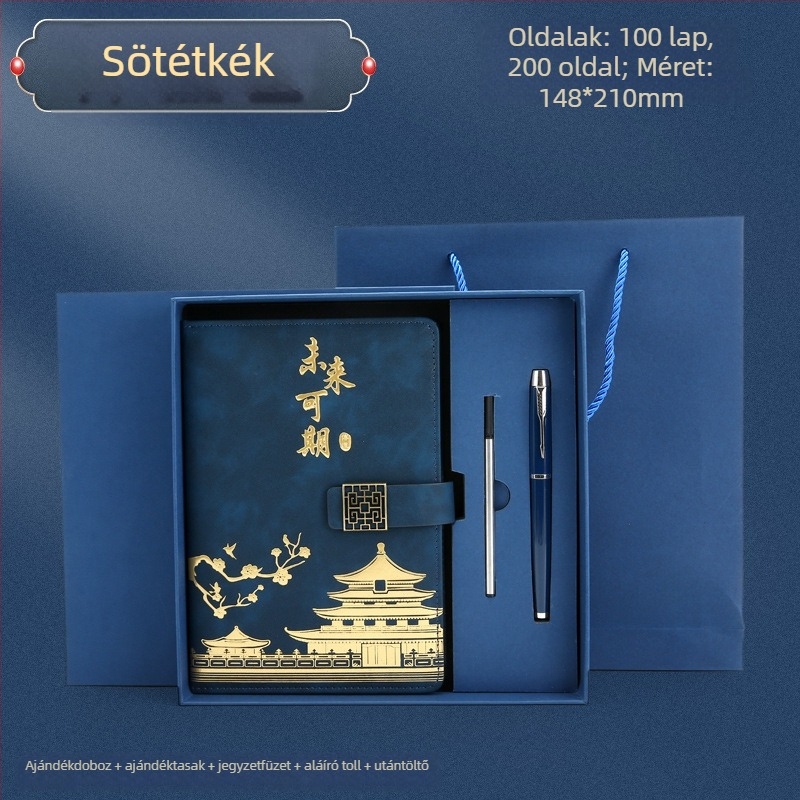 A5-ös üzleti jegyzetfüzet ajándékdobozban nyomtatható logóval, retro kínai stílus, Tiltott Város ihletésében