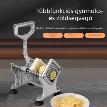 Többfunkciós krumplivágó push-pull működtetéssel, szeletekre és kockákra vágáshoz, rozsdamentes acél konyhai eszköz