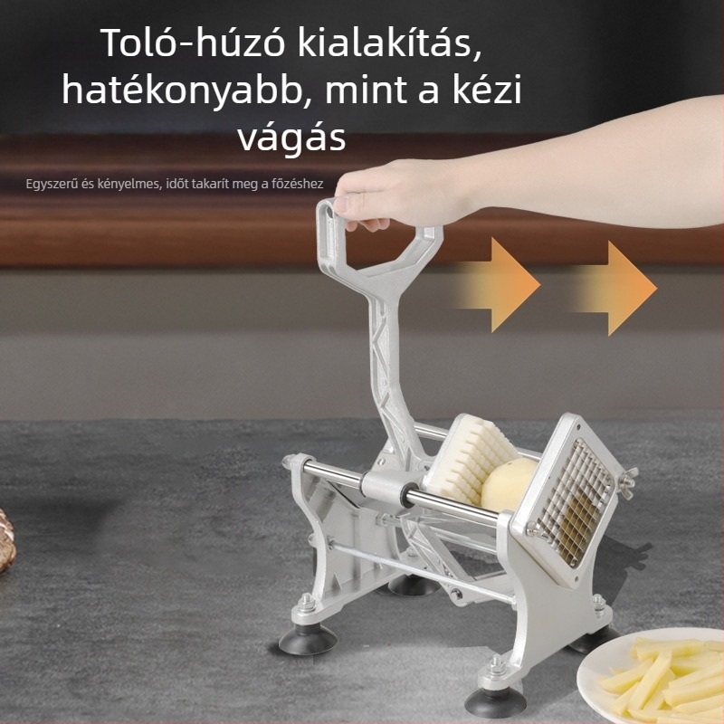 Többfunkciós krumplivágó push-pull működtetéssel, szeletekre és kockákra vágáshoz, rozsdamentes acél konyhai eszköz
