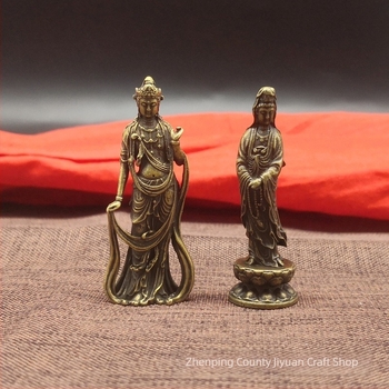 Sárgaréz Guanyin Buddha mini szobor kulcstartóval
