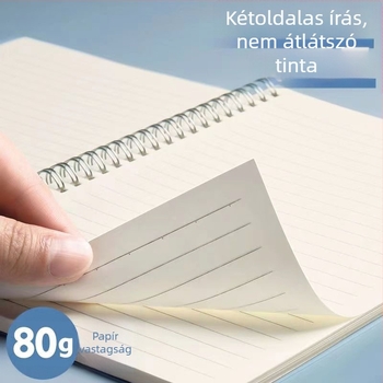 A5-ös spirálfüzet matt, átlátszó PP borítóval, leválasztható lapokkal, 80 oldal