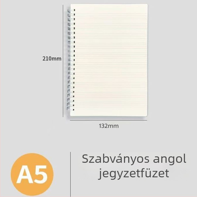 A5-ös spirálfüzet matt, átlátszó PP borítóval, leválasztható lapokkal, 80 oldal