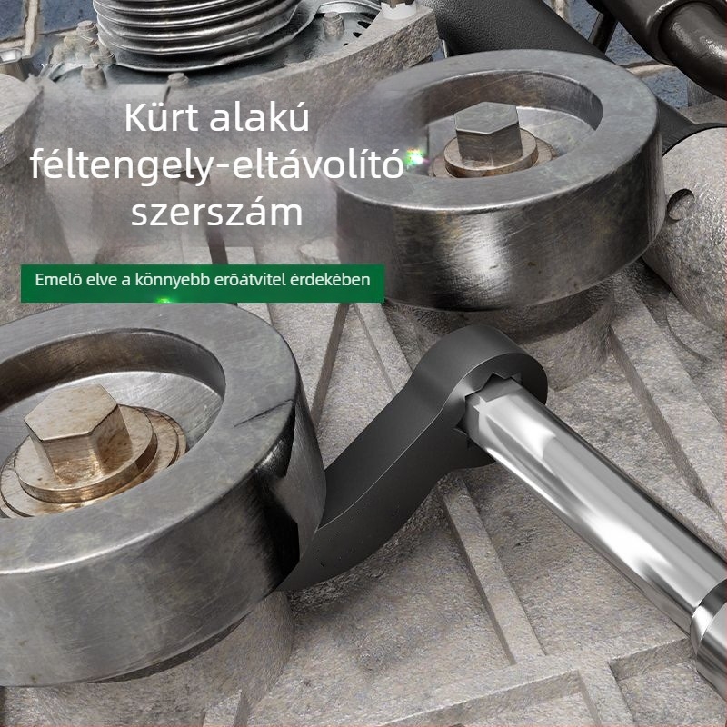 Szarv alakú félshaft-eltávolító eszköz, emelővel, szétválasztóval és kulccsal