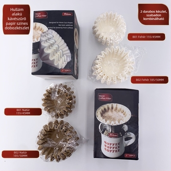 Whalemi hullám alakú kávéfilt papírok, bögréhez illeszkedő pour-over stílusban, 50 db, színes doboz, 2 darabos készlet