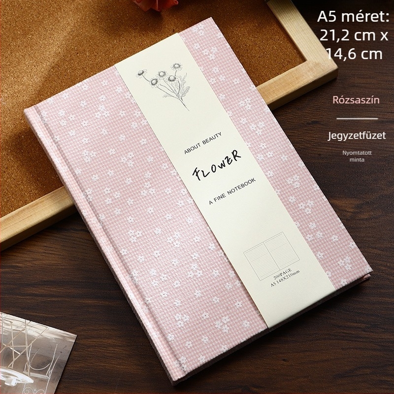 A5-ös notesz textilborítással, minimalistikus Ins-stílusú, vonalas