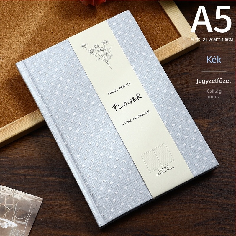 A5-ös notesz textilborítással, minimalistikus Ins-stílusú, vonalas