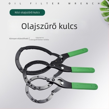 Bilincs-stílusú olajszűrő kulcs, szénacélból készült.