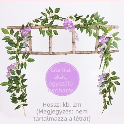 Mesterséges lilaakác indás dekorációhoz, függő és tekeredő művirágok, műanyag virágok, hossz 100–200 cm