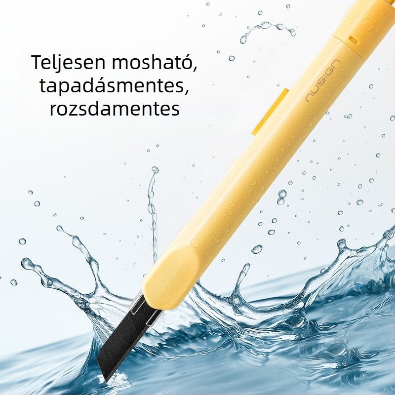 NS067 Többfunkciós kés fekete penge, korrózióálló, papírvágó, nyakba akasztható, ABS+fém