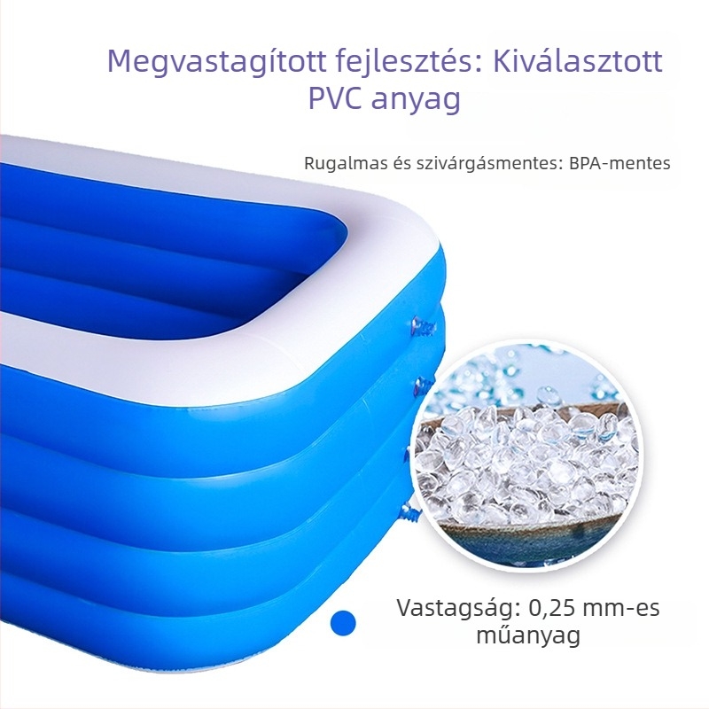 Családi felfújható medence otthonra és kültérre, nagy összecsukható medence gyerekeknek és felnőtteknek.