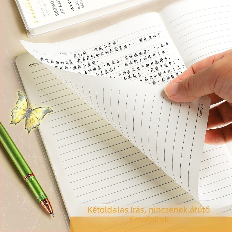B5-ös méretű PVC-kötésű notesz, puha bőr hatású, egyetemistáknak, 100–200 oldal, 80 g papír, felkészülés a mesterképzés felvételire