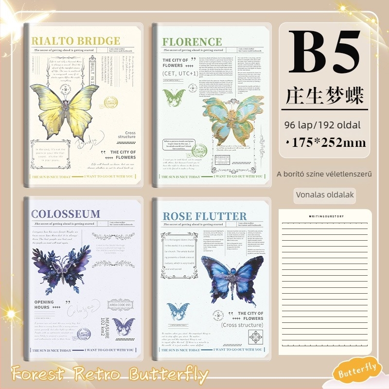 B5-ös méretű PVC-kötésű notesz, puha bőr hatású, egyetemistáknak, 100–200 oldal, 80 g papír, felkészülés a mesterképzés felvételire