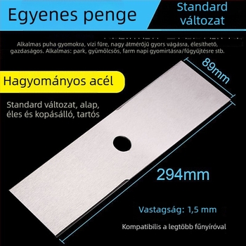 Benzines fűkasza egyenes pengéje, nehéz mangán acélból, importált