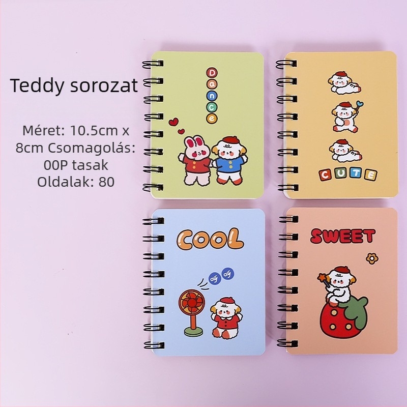 A7-es spirálfüzet, 80 oldal, hordozható, aranyos medve mintával diákoknak