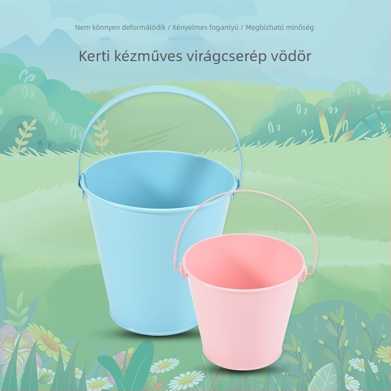 Gyerekeknek készült vasvödör kertészkedéshez és szabadtéri játékhoz, virágültetéshez és kerti eszközökhöz
