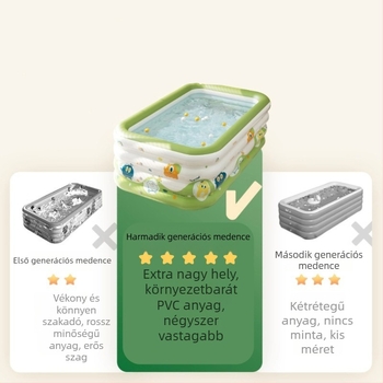 Összecsukható, vastagított felfújható baba- és gyerekmedence otthoni használatra, extra nagy méret