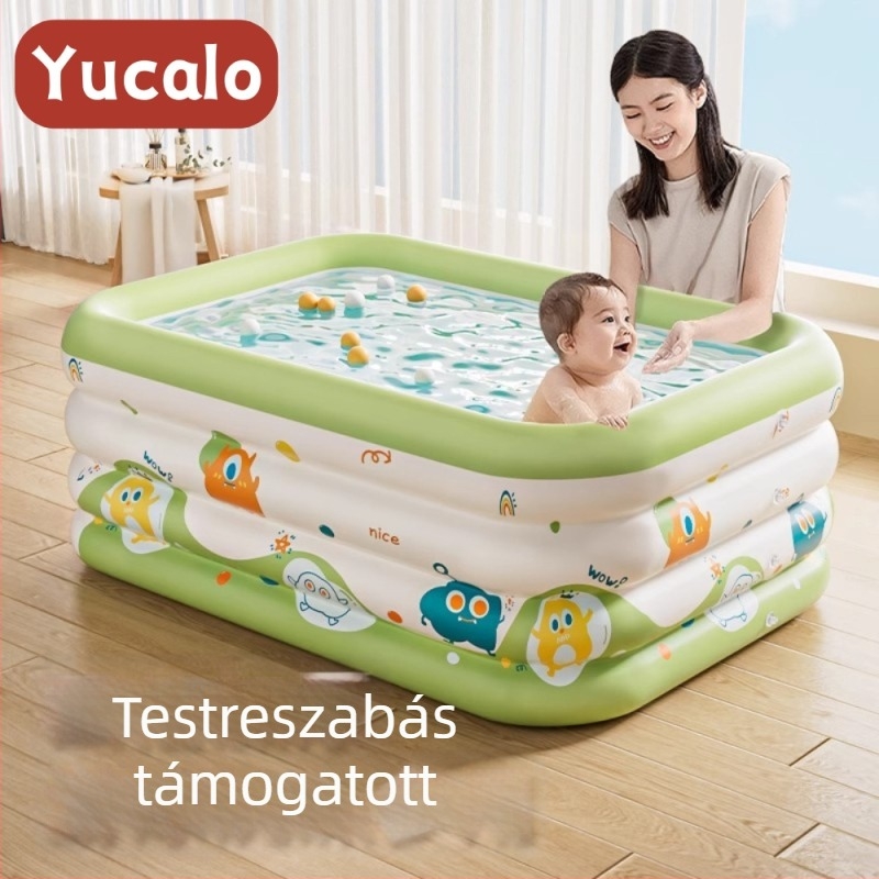 Összecsukható, vastagított felfújható baba- és gyerekmedence otthoni használatra, extra nagy méret